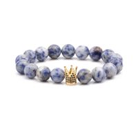 Européen Et Américain Bijoux Vente Chaude À  10mm Blanc Dot Bleu Micro Incrusté Zircon Couronne Bracelet Chaîne Perles Bracelet Fabricants En Gros main image 1