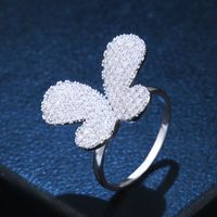 Japanischer Und Koreanischer Schmuck Ring Mode Neue Europäische Und Amerikanische Persönlichkeit Zirkon Schmetterlings Ring Weiblich Voller Diamant Kupfer Plattiert Ring Rif96 main image 5