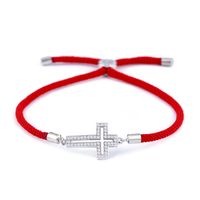 Koreanische Mode Einfaches Und Exquisites Kreuz Rotes Seil Armband Verstellbares Paar Zirkon Armband Schmuck Bra65 main image 1