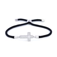 Koreanische Mode Einfaches Und Exquisites Kreuz Rotes Seil Armband Verstellbares Paar Zirkon Armband Schmuck Bra65 main image 3