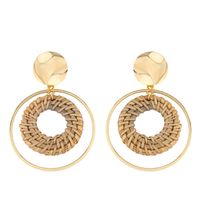 Mode Coréenne Bambou Tissé Boule En Bois Anneau Rond Boucles D'oreilles Femme Simple Personnalisé Tout-match Boucles D'oreilles Accessoires En Gros Erp39 main image 5