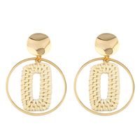 Mode Coréenne Bambou Tissé Boule En Bois Anneau Rond Boucles D'oreilles Femme Simple Personnalisé Tout-match Boucles D'oreilles Accessoires En Gros Erp39 main image 6