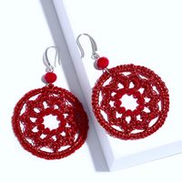 Européen Et Américain Boucles D'oreilles Style Bohème Boucles D'oreilles De La Main-tissé Géométrique Ronde Pu Mengnet Pendentif Boucles D'oreilles Pour Les Femmes Ern79 main image 2