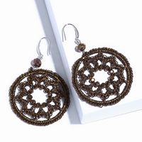 Européen Et Américain Boucles D'oreilles Style Bohème Boucles D'oreilles De La Main-tissé Géométrique Ronde Pu Mengnet Pendentif Boucles D'oreilles Pour Les Femmes Ern79 main image 6