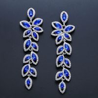 Européen Et Américain Rétro De Luxe Mariée Strass Boucles D'oreilles Gland Boucles D'oreille De Mode Feuille En Gros Usine Ventes Directes Erj92 main image 4