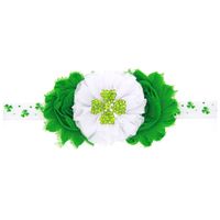 St. Patrick's Day Kinder Vier Blättriges Kleeblatt Blumen Haarband Baby Kopfschmuck Großhandel main image 1