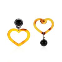 Nouveau Ins Style Coeur Forme Ambre Boucles D'oreilles Mignon Fille Coeur Acrylique Plaque Boucles D'oreilles main image 2