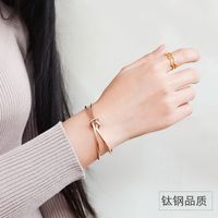 Titanium&stainless Steel Fashion Bows Bracelet  (rose Alloy)  Fine Jewelry Nhok0519-rose-alloy main image 1