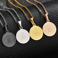 Ins Européen Et Américain Nouveau Simple Rétro 18k Or Double-face Carte Ronde Coin Pendentif Collier Usine Dans Stock En Gros Ornement main image 1