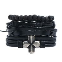 Europäischer Und Amerikanischer Einfacher Schmuck Großhandel Hand Gewebtes Retro-rindsleder Armband Diy Vierteiliges Kombination Leder Armband main image 2