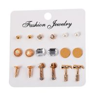 Européen Et Américain Nouveau Rétro Punk Fleur Perle Stud Boucles D'oreilles Strass Vintage Boucles D'oreilles Spot Marchandises Un Jin Livraison main image 6