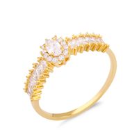 Zircon Anneau De Femmes Coréenne-style Rétro Simple Simulation Bague En Diamant Couple Cadeau De Cuivre Placage 18k Réel Or Ornement Rih31 main image 2