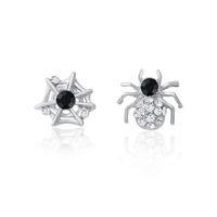 Coréenne Style Personnalisé Strass Araignée Web Boucles D'oreilles Plein Diamant Asymétrique Oreille Clip Boucles D'oreilles Nouvelle Usine En Gros Erj30 main image 2