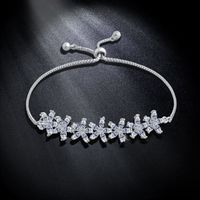 Or Blanc Plaqué Diamant Bracelet Japonais Et Coréen Partysu Micro-incrusté Cristal Zircon Fleur Bracelet D'anniversaire Cadeau Brk43 main image 1