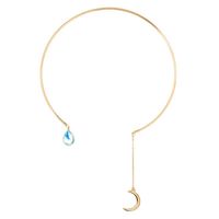 Simple And Generous Artificial Gemstone Moon Water Drop Short Necklace Nhdp157411 main image 4