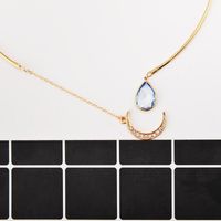 Commerce Extérieur Européen Et Américain De Mode Ornement En Gros Simple Et Élégant Diamant Lune Forme Clouté Avec Goutte D'eau Zircon Femmes De Collier Court Collier main image 5