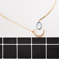 Simple And Generous Artificial Gemstone Moon Water Drop Short Necklace Nhdp157411 main image 5