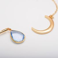 Simple And Generous Artificial Gemstone Moon Water Drop Short Necklace Nhdp157411 main image 6