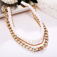 Creative Vintage Pearl Chain Multi-layer Necklace Nhpj157416 main image 3