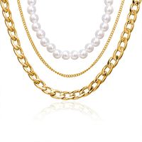 Creative Vintage Pearl Chain Multi-layer Necklace Nhpj157416 main image 5