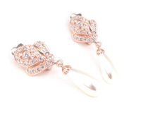 Koreanischer Schmuck Großhandel Diamant Hohle Blätter Liebe Wasser Tropfen Perlen Ohrringe Strass Ohrringe Ohrringe Frauen main image 5