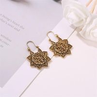 Vintage Openwork Flower Metal Carved Earrings Nhdp157464 main image 4