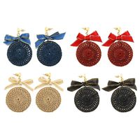 Fashion Woven Ribbon Christmas Bow Earrings Nhdp157468 main image 1