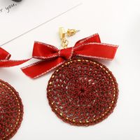 Fashion Woven Ribbon Christmas Bow Earrings Nhdp157468 main image 5