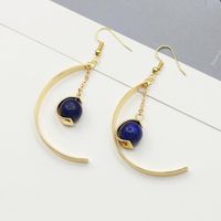 Fashion Trend Semi-circular Blue Beads Alloy Earrings Nhdp157493 main image 4