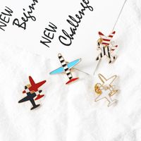 Fashion Japanese And Korean Style Small Aircraft Striped Oil Drop Alloy Brooch Nhdp157504 main image 3