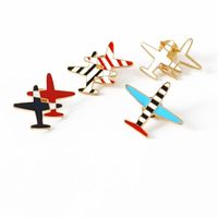 Fashion Japanese And Korean Style Small Aircraft Striped Oil Drop Alloy Brooch Nhdp157504 main image 4