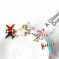 Fashion Japanese And Korean Style Small Aircraft Striped Oil Drop Alloy Brooch Nhdp157504 main image 6