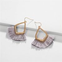 Alloy Hollow Drop Cotton Thread Ear Fringed Fan-shaped Earrings Nhlu157513 main image 6