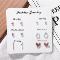 New Alloy Heart-shaped Pearl Earrings Set Nhjq157545 main image 1