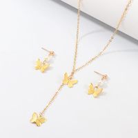 Simple And Stylish Alloy Butterfly Necklace Earrings Set Nhnz157555 main image 2