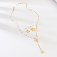 Simple And Stylish Alloy Butterfly Necklace Earrings Set Nhnz157555 main image 5