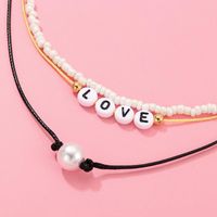 Hand-woven Pearl White Rice Beads Love Necklace Nhnz157557 main image 3