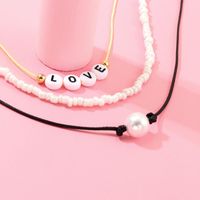 Hand-woven Pearl White Rice Beads Love Necklace Nhnz157557 main image 5