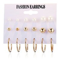 Creative Simple Retro Pearl Open Circle Earrings Set 9 Pairs Nhpj157477 sku image 3