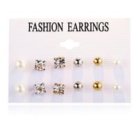 Creative Retro Simple Pearl Ball Zircon Earrings Nhpj157489 sku image 1