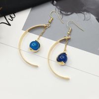 Fashion Trend Semi-circular Blue Beads Alloy Earrings Nhdp157493 sku image 2