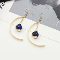 Fashion Trend Semi-circular Blue Beads Alloy Earrings Nhdp157493 sku image 3