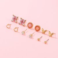 Cute Butterfly Love Flower Small Earring Set Nhnz157543 sku image 1