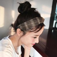 Korean Version Of The Houndstooth Fabric Knotted Wide-brimmed Headband Nhof157704 main image 4