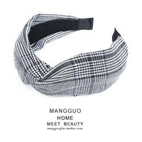 Korean Version Of The Houndstooth Fabric Knotted Wide-brimmed Headband Nhof157704 main image 6