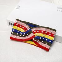 Rainbow Stripe Knit Pearl Hair Band Nhdm157837 main image 8