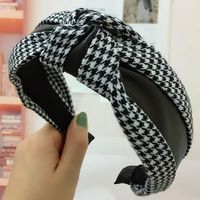 New Plaid Stitching Pu Fabric Headband Nhrh157851 main image 11