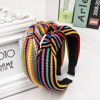 New Striped Color Matching Knotted Headband Nhdm157901 main image 4