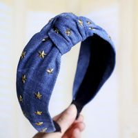 Denim Hot Drilling Stars Knotted Headband Nhdm157904 main image 7