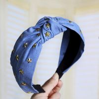 Denim Hot Drilling Stars Knotted Headband Nhdm157904 main image 8